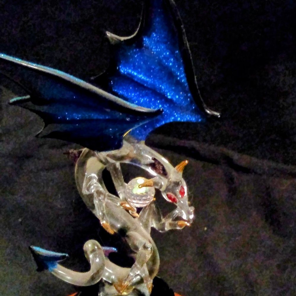 Handmade Blown Glass Dragon - Midnight Dragon